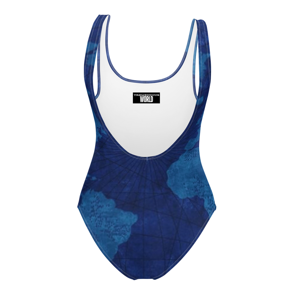 Blue Map One-Piece Swimsuit
