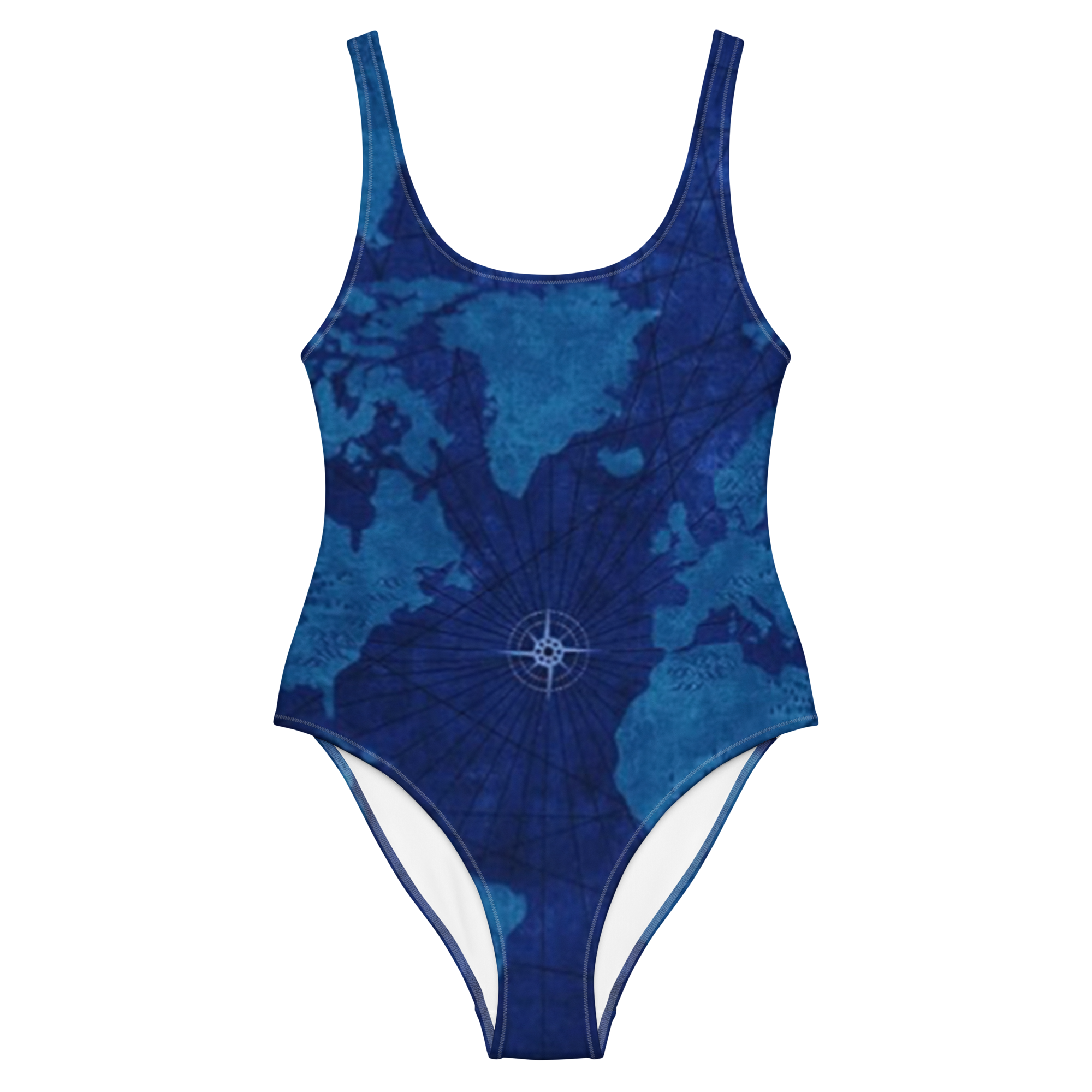 Blue Map One-Piece Swimsuit