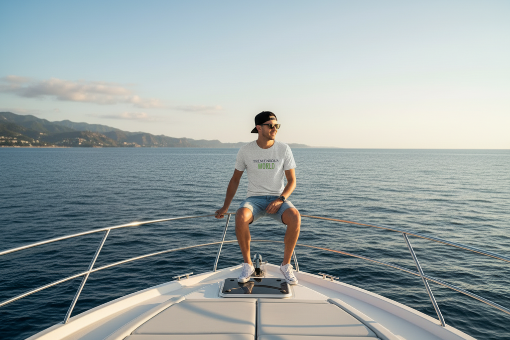 Man sitting on speedboat